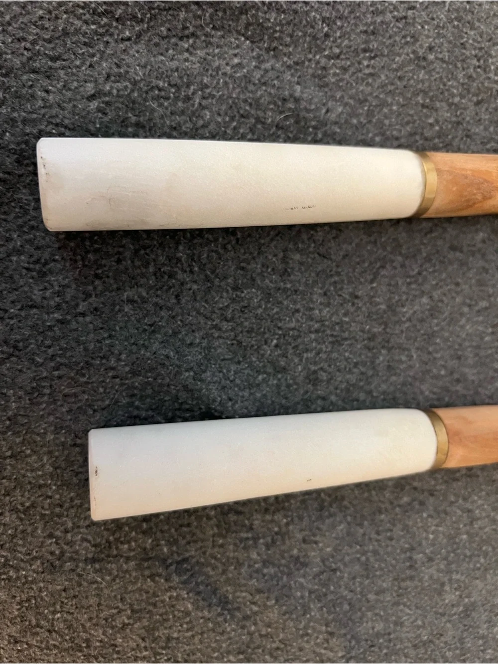 Wooden Salad Servers with White marble Handles - set of 2